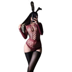 Sexy Hot Girl Cutout Rip-Away Fishnet Bodystocking Set with Sheer Open-Bust