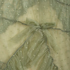 Floral Lace Polka‑Dot Mesh Ruffled Chemise