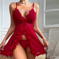 Deep V Lace Bustier Sheer Mesh Nightdress