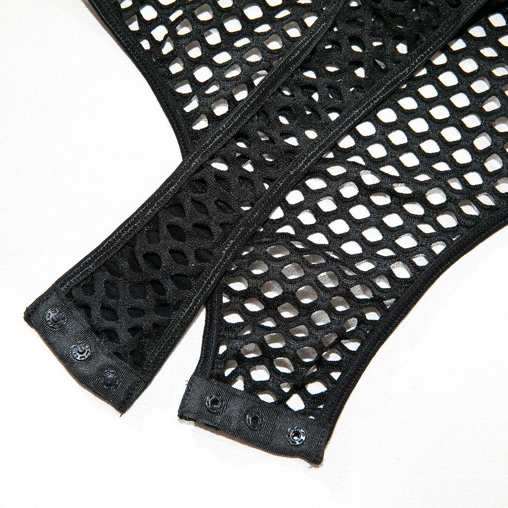 Fishnet Mesh Cross‑Back Criss‑Cross Bodysuit