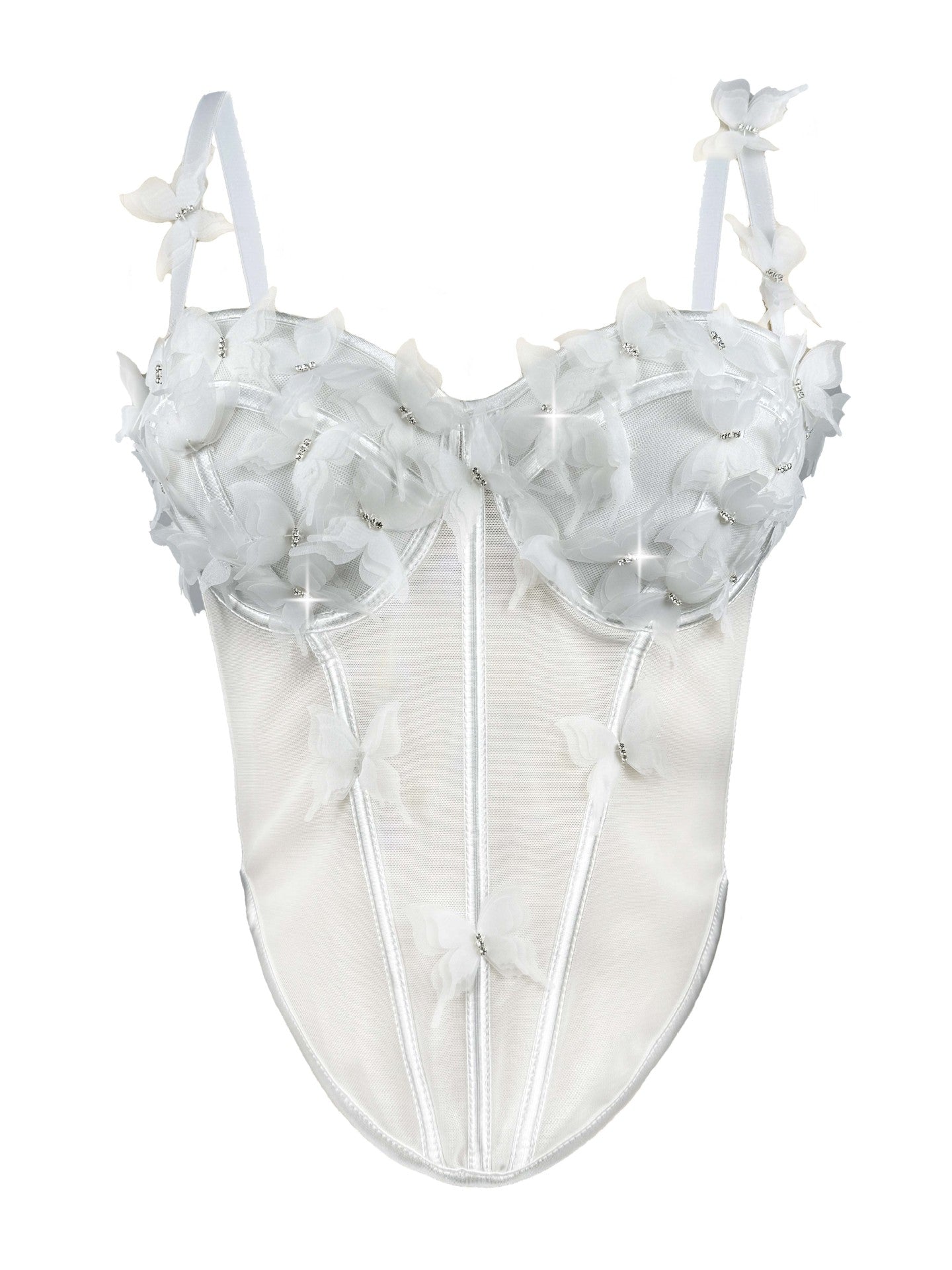 Butterfly Appliqué Corset Lingerie Top