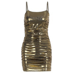 Gold spaghetti-strap bodycon dress
