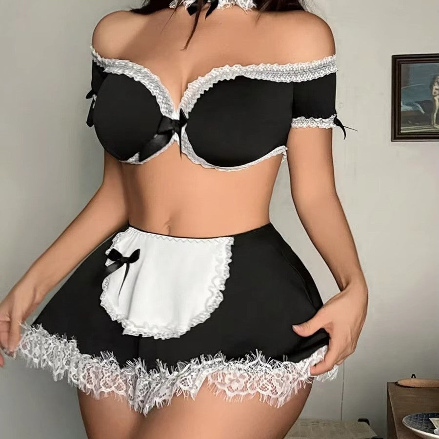 French Maid Lace & Bow Lingerie Set