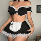 French Maid Lace & Bow Lingerie Set