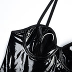 Seductive Patent Leather Corset-Style Garter Lingerie