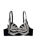 Leaf-Shaped Rhinestone Embellished Push-Up Bra