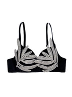 Leaf-Shaped Rhinestone Embellished Push-Up Bra