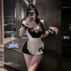 Bunny Girl Maid Sexy Lingerie Set – Pure & Seductive Bodysuit, Easy-Access Flirty Costume for Small Bust