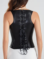 Waist Cincher Bustier with Front Snap Closure & Shoulder Straps