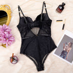 Vintage Flower Bodycon Intimate Lingerie One-Piece Suit