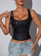 Square Neck Lace-Up Corset Top, Body Shaping Bustier