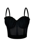 Pearl-Embellished Mesh Structured Corset Bustier