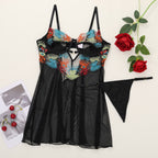 Flower Lace Sling Open Back Romantic Erotic Nightwear