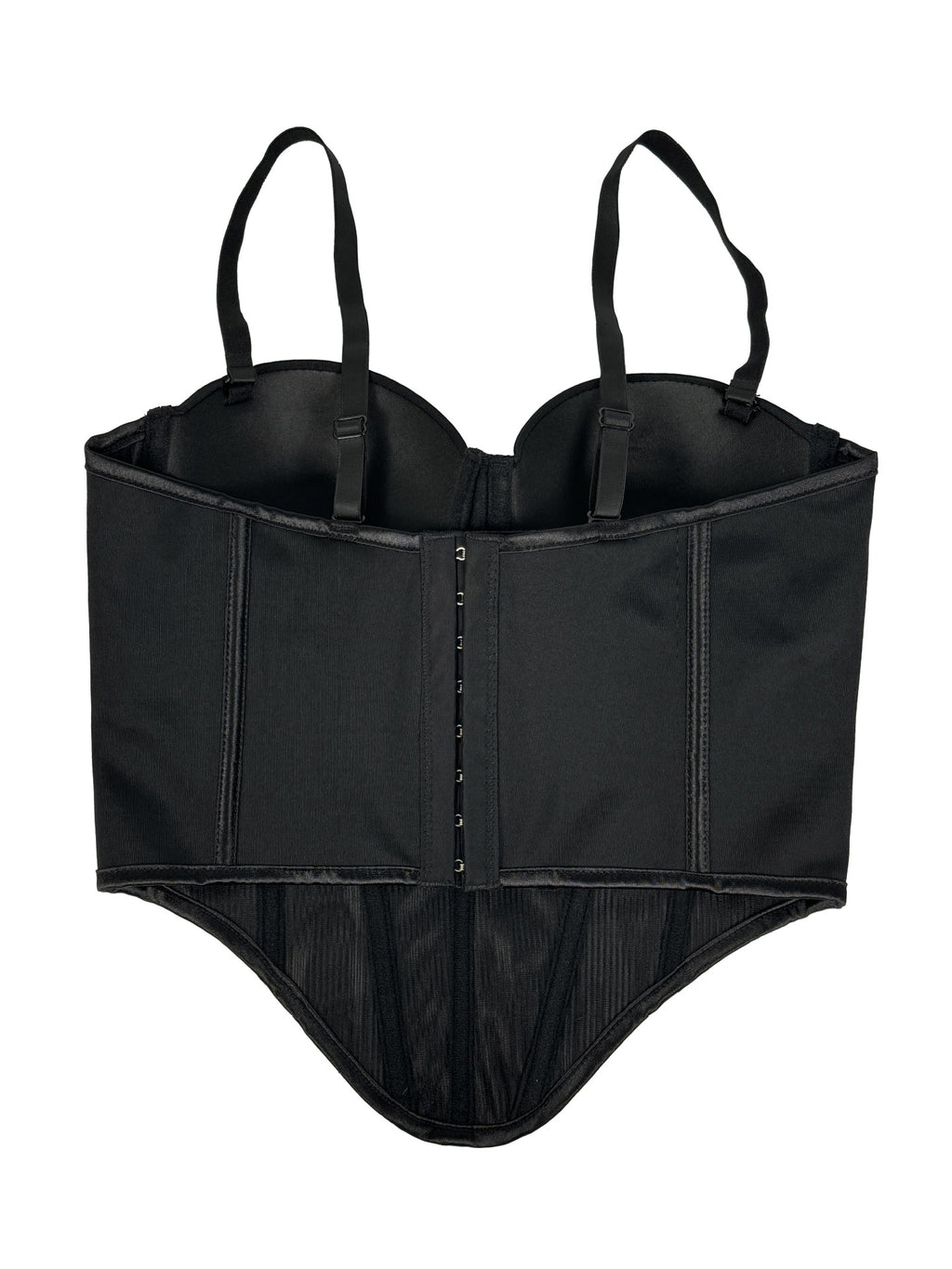 Rhinestone-Embellished Corset Bustier with Satin Finish