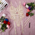 Erotic Corset-Style Lace Bodysuit with Cut-Out Waist