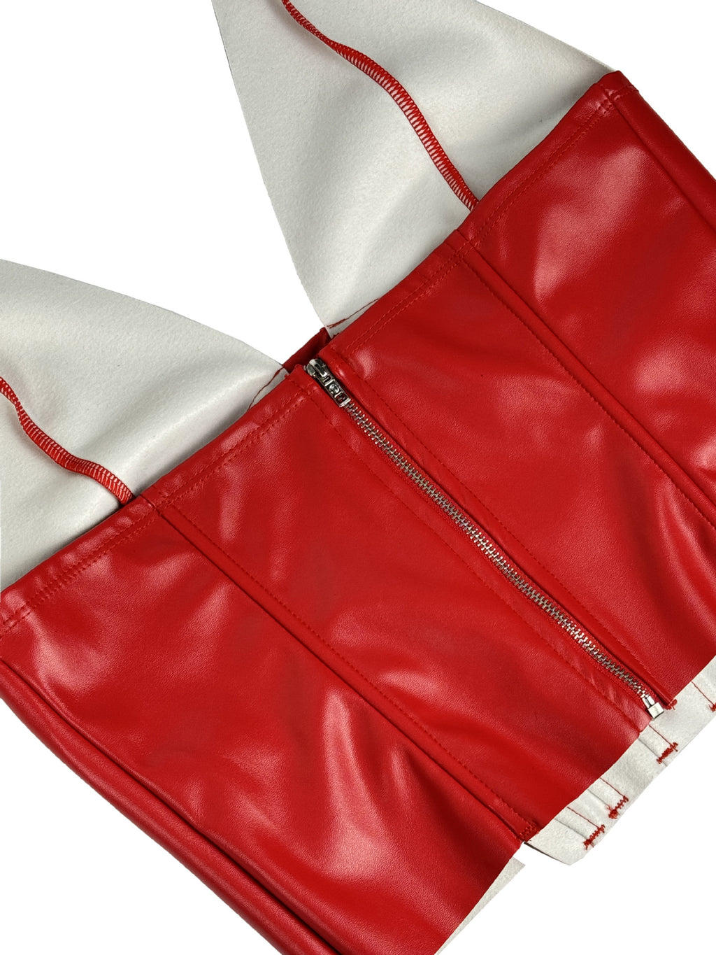 Faux Leather Halter Corset Top with Side Lace-Up Closure