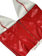 Faux Leather Halter Corset Top with Side Lace-Up Closure