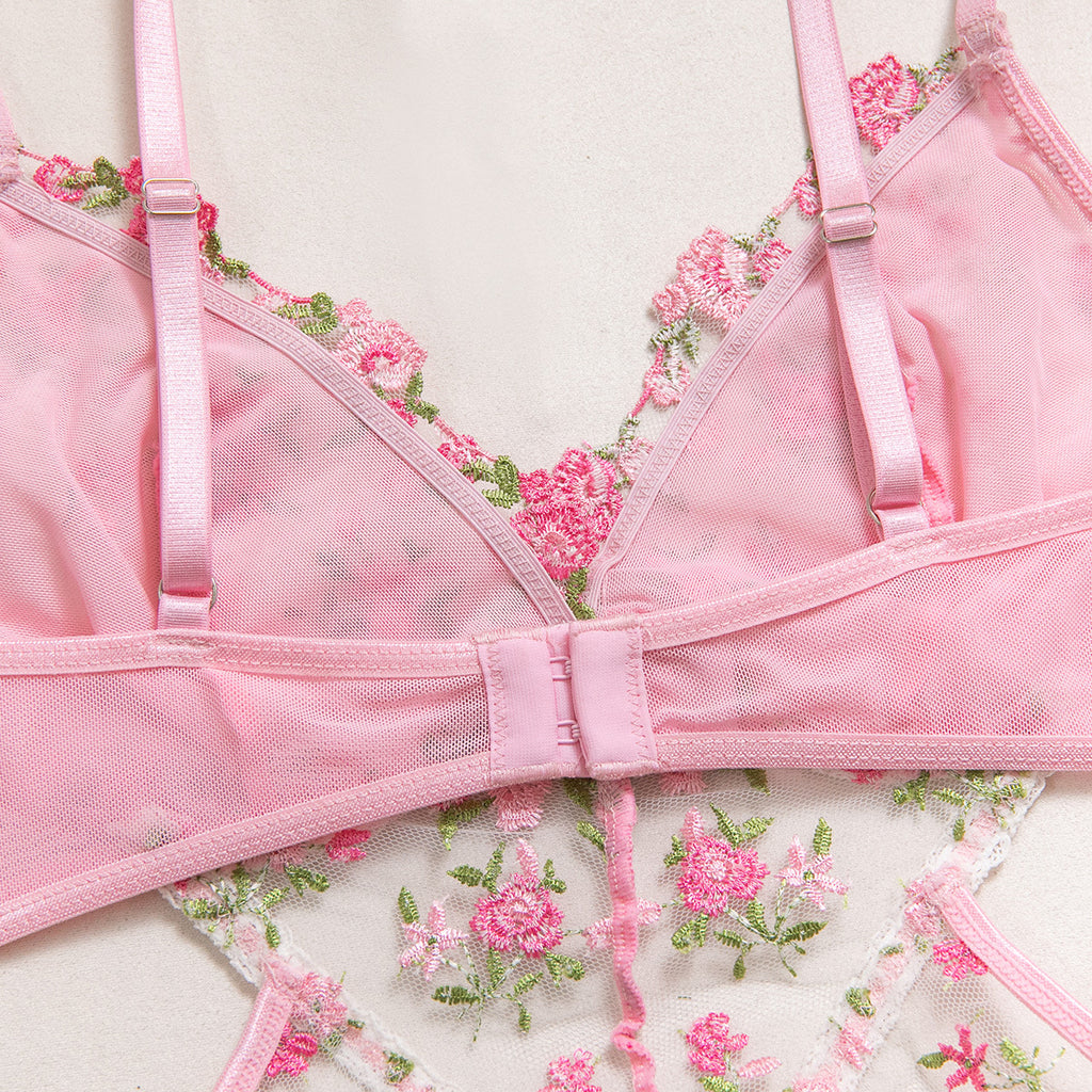 Floral‑Embroidery Mesh Babydoll