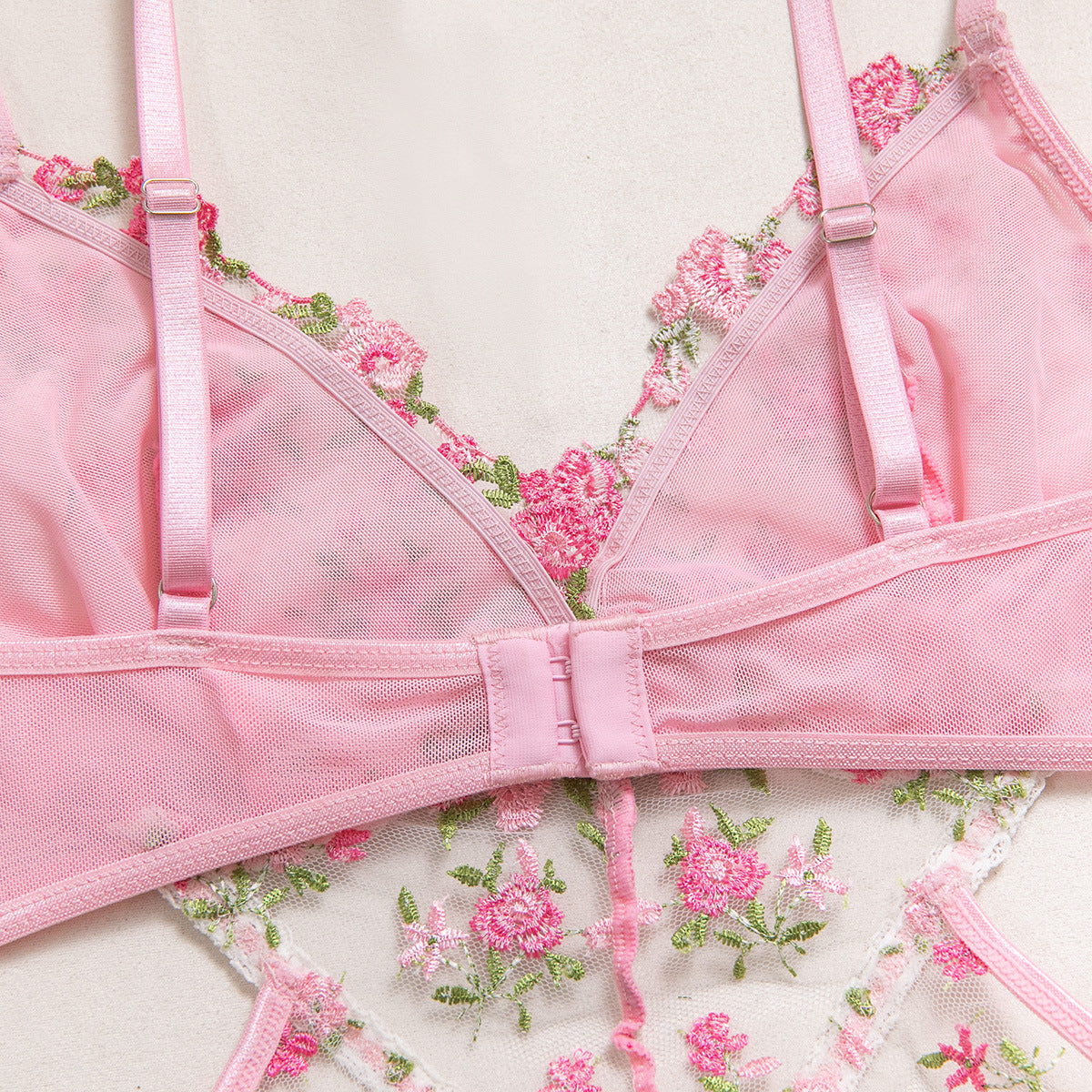 Floral‑Embroidery Mesh Babydoll