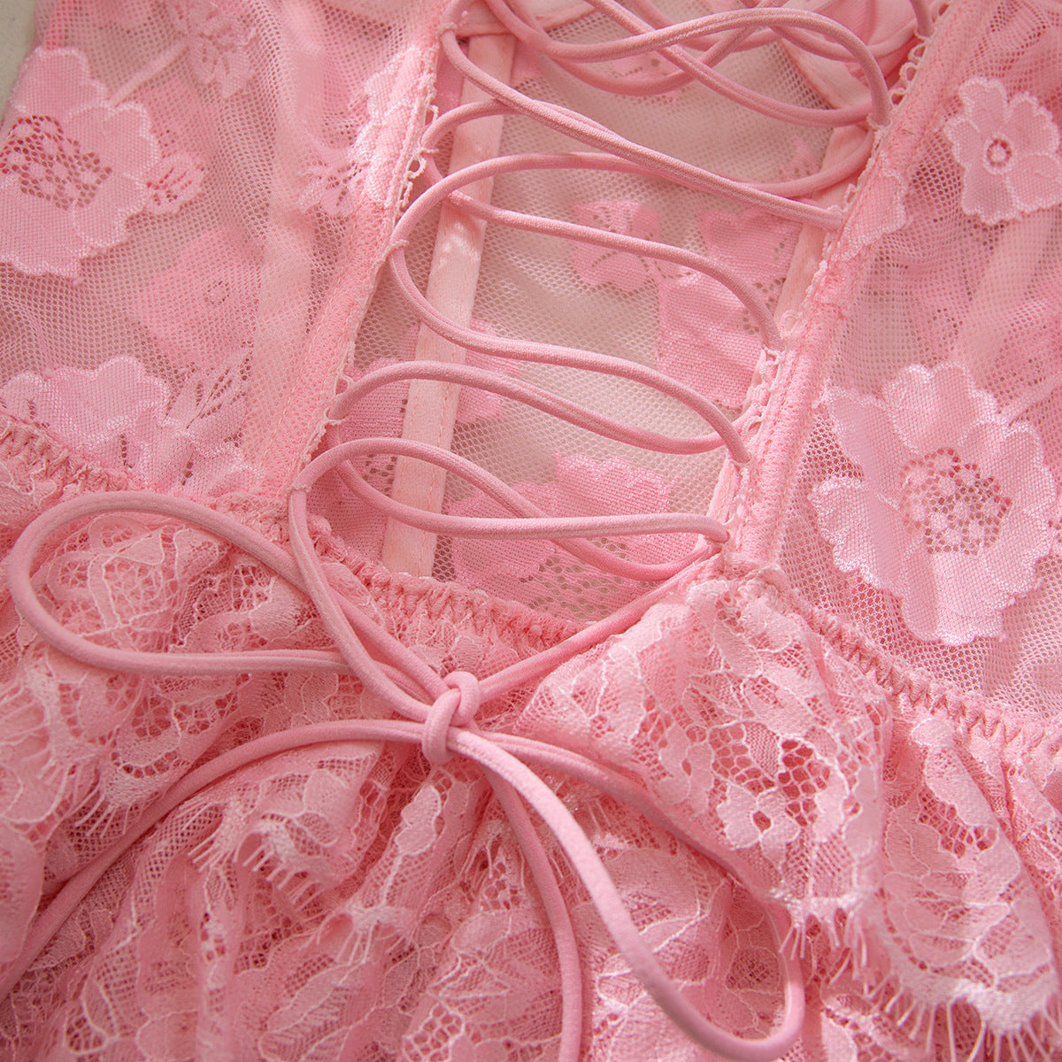 Floral Lace Sweetheart Neck Corset Babydoll