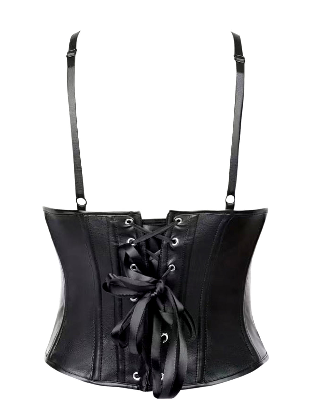 Open Cup Leather Lingerie Corset with Adjustable Straps