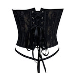 Sheer Lace Lingerie Corset Set with Adjustable Back Tie