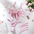 Elegant Satin Bow Lingerie Set
