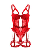 Seductive Hollow Floral Lace Mesh Teddy with Garter Straps