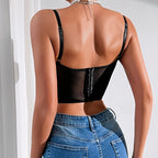 Lace Corset Crop Top with Pearl Chain Detail