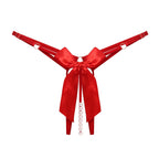 Pearl Beaded Strappy Thong Lingerie with Satin Bow Detail
