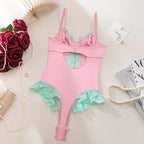 Contrast‑Color Floral Lace Panel Teddy Bodysuit