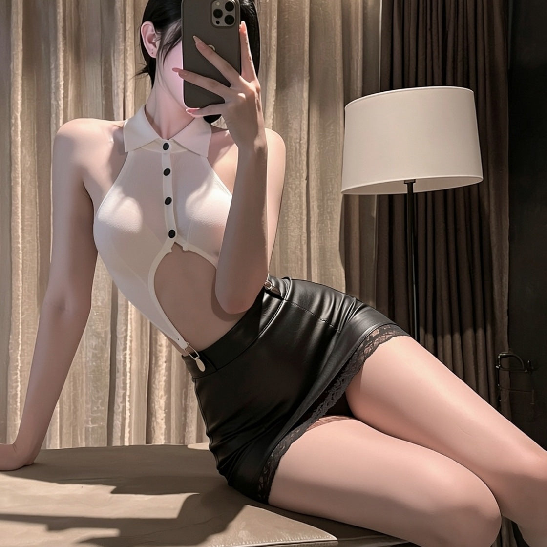 Sexy Secretary Costume Lingerie Bodycon Skirt Easy-Access Nightclub Hot Girl