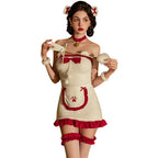 Cute Christmas Maid Cosplay Costume – Plush Strapless Bodycon Dress