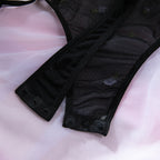 Daisy Embroidered Sheer Mesh Teddy Lingerie