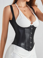 Waist Cincher Bustier with Front Snap Closure & Shoulder Straps