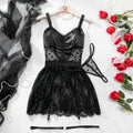 Cut‑Out Open‑Back Lace Garter Chemise