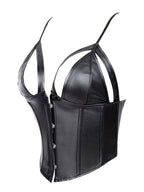 Open Cup Leather Lingerie Corset with Adjustable Straps
