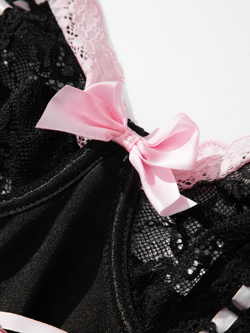 Lace-Up Corset Lingerie Set with Garter Straps