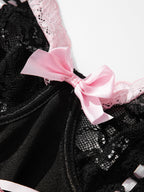 Lace-Up Corset Lingerie Set with Garter Straps