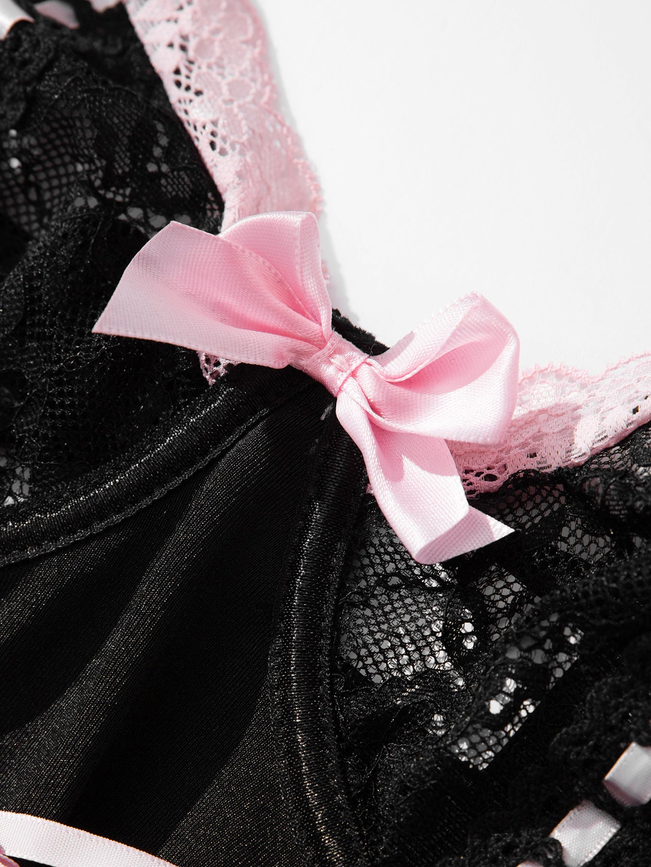 Lace-Up Corset Lingerie Set with Garter Straps