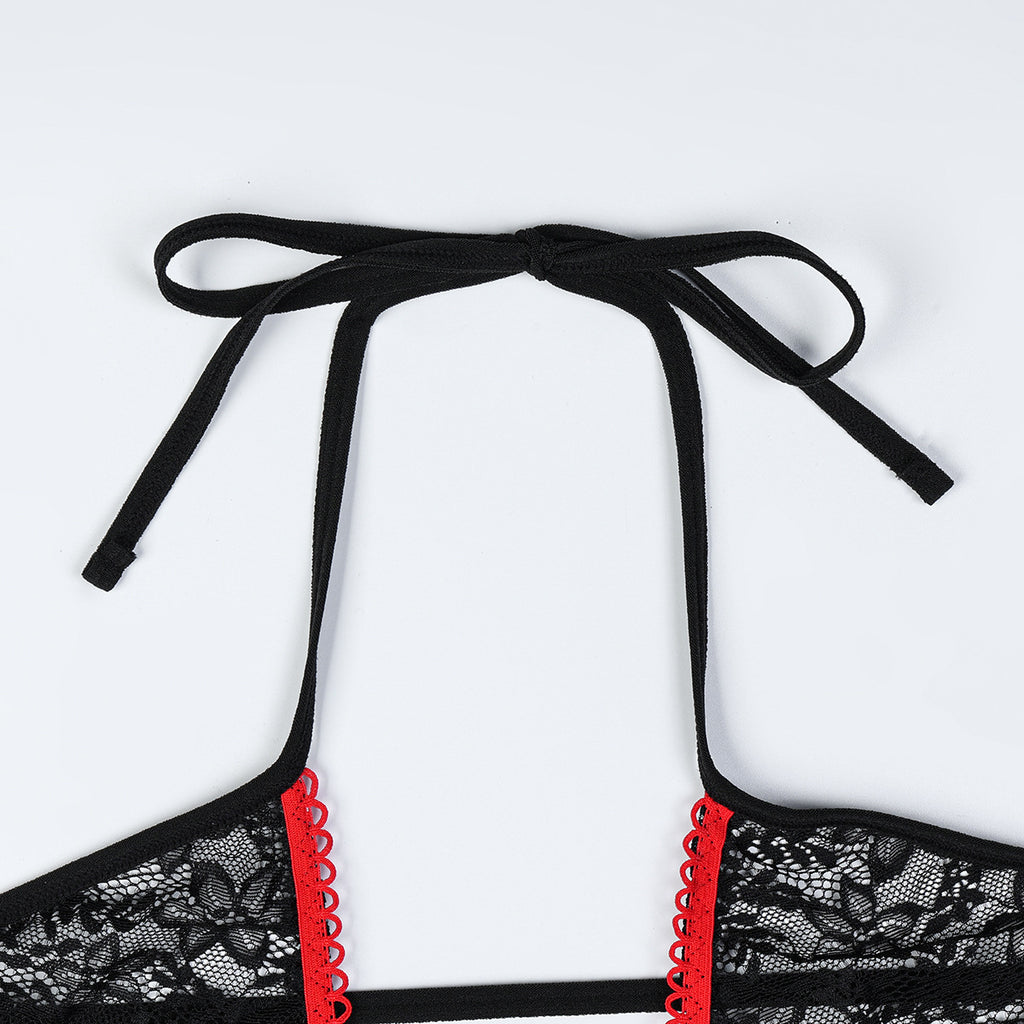 Floral Lace Halter‑Neck Teddy
