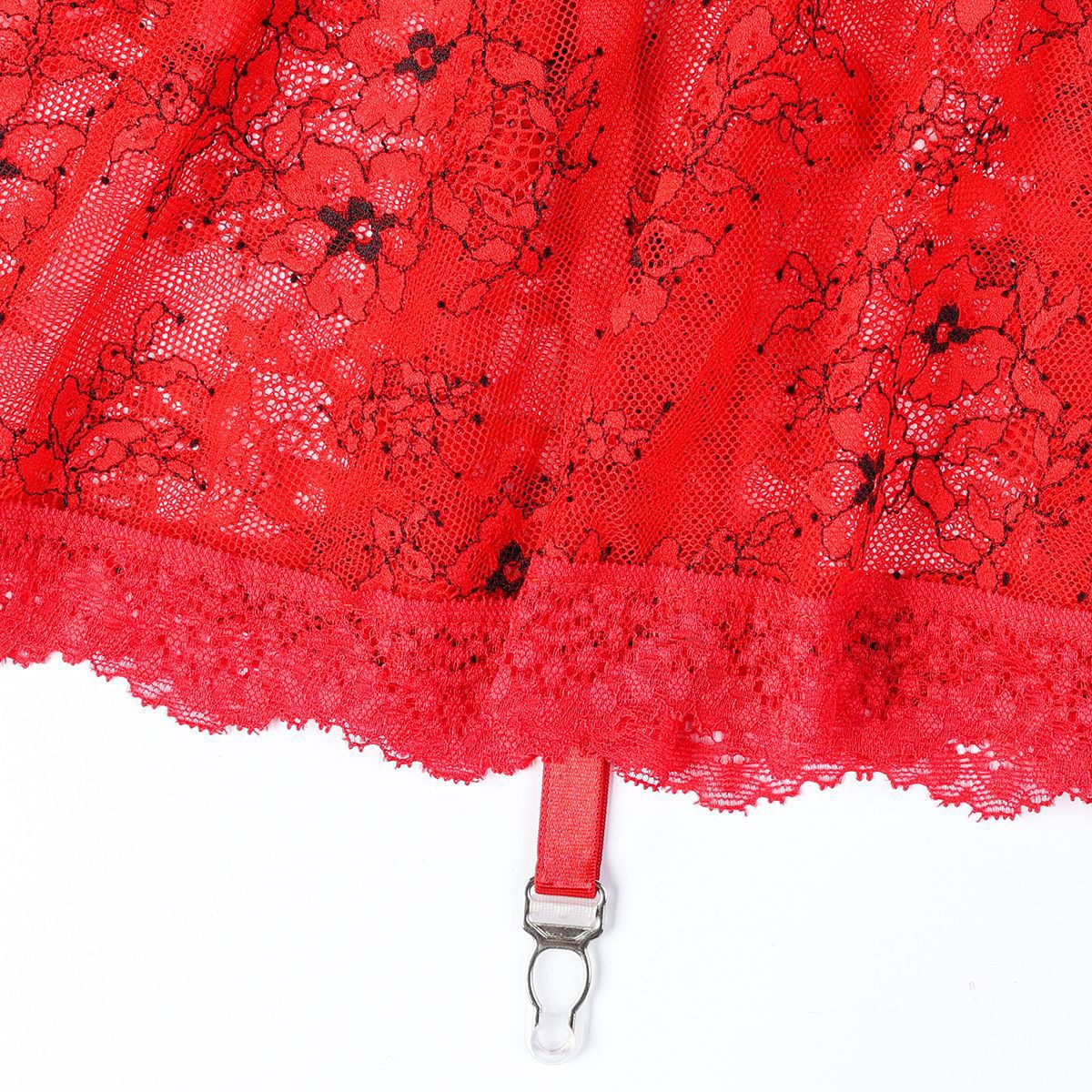 Floral Lace Garter Mini Skirt Lingerie Set