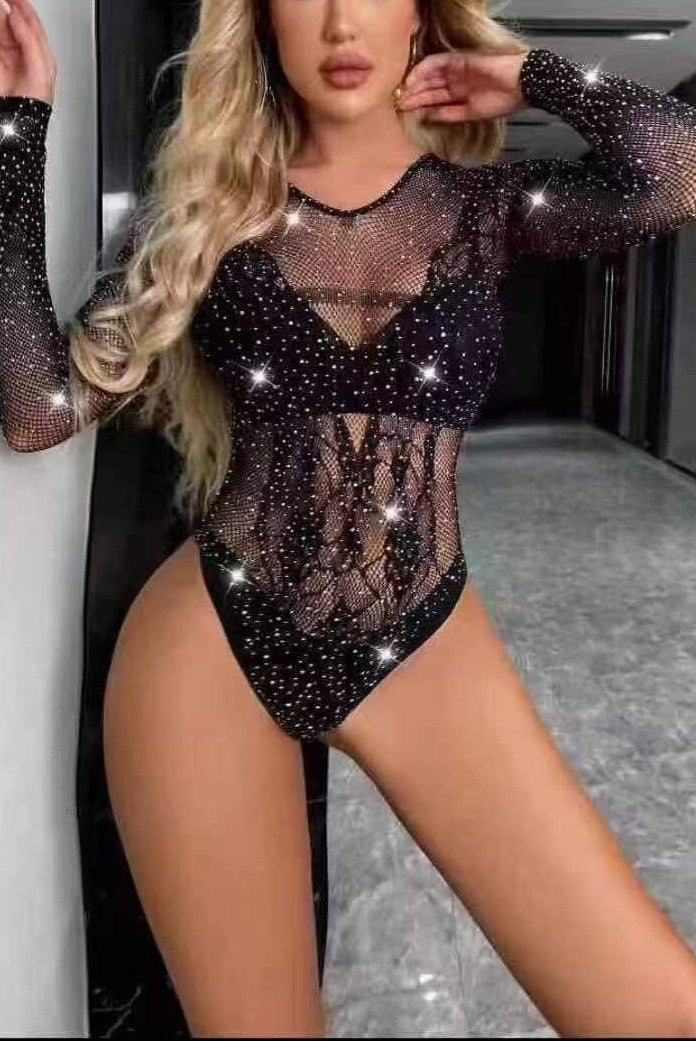 V‑Neck Sheer Lace Intimate Teddy