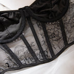 Lace Corset Crop Top with Pearl Chain Detail