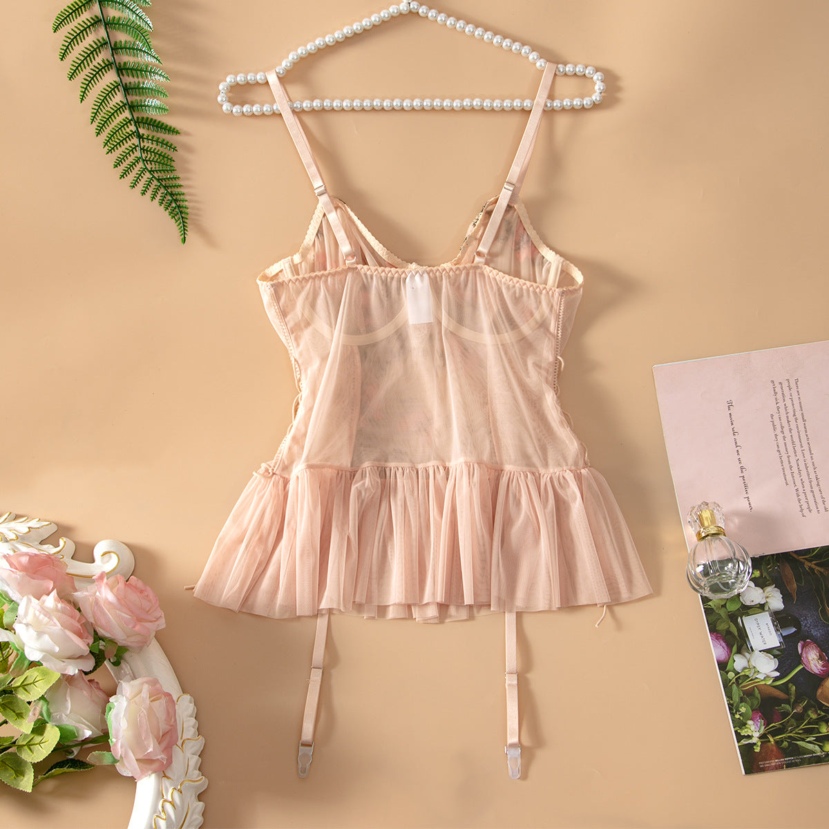 Plus Size Sexy Cutout Floral Embroidered Babydolls