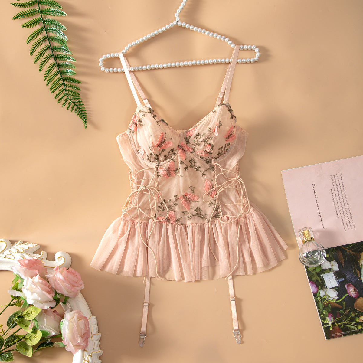 Plus Size Sexy Cutout Floral Embroidered Babydolls