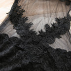 Floral Lace Sheer Mesh Backless Mini Babydoll Night Dress