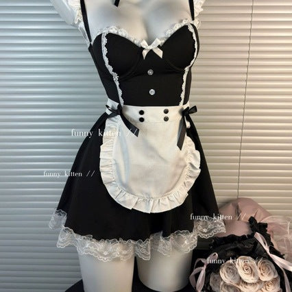Sexy Cute Maid Costume Lingerie Set with Underwire and Push-Up Fit