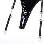 Seductive Patent Leather Corset-Style Garter Lingerie