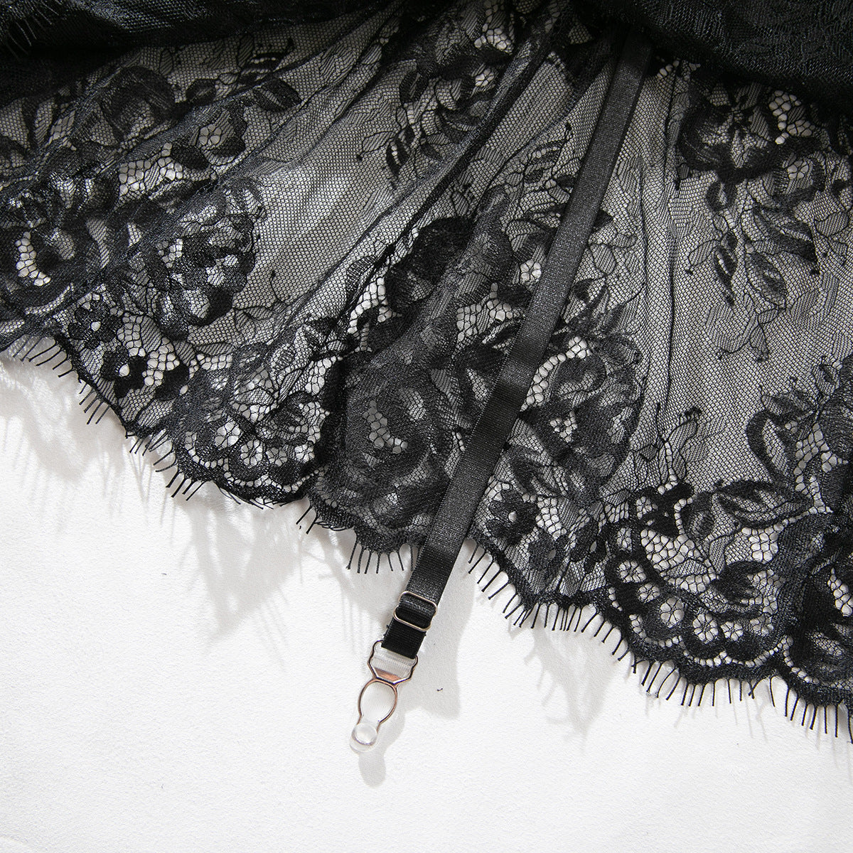 Cut‑Out Open‑Back Lace Garter Chemise